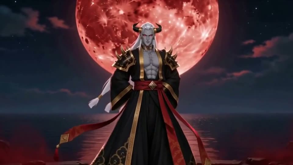 赤い月を背に立つ大会の主催者 黒曜